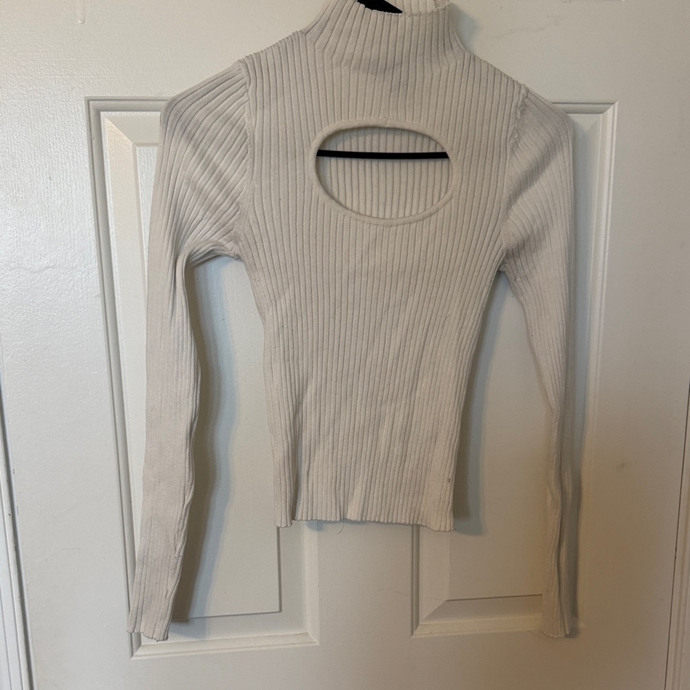Forever 21 Cream Ribbed Long sleeve